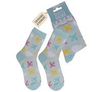 Out of the blue Flugzeug Socken | Originelles Design | Lustige Motivsocken für Damen & Herren | Größe 36-42 | Weiche Baumwollmischung & elastischer Bund