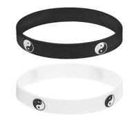 Outanaya 2 Stück Pack Yin Yang Silikonarmbänder Gummiarmband Tai Chi Design Einheitsgröße Unisex für Yoga und Alltag