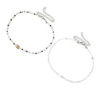Outanaya 2 Stück Verstellbare Perlenchoker Halskette aus Muscheln Bunter Boho Sommer Strand Schmuck für Damen und Teenager