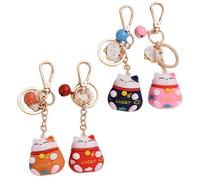 Outanaya 4 Stück Niedliche Kunststoff Schlüsselanhänger Katzen Anhänger Taschenanhänger Bunte Glückskatzen Deko Geschenk für Handtasche Zufälliger Stil