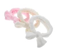 Outanaya Elastische Haarbänder zum Fixieren der Haare aus Korallenfleece 3 Stück-pack Niedliches Make Up Haarband mit Schleife für Damen Beim Spa und Gesichtswaschen