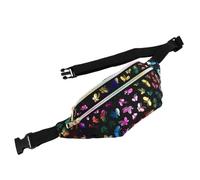 Outanaya Modische Damen Gürteltasche mit Doppelreißverschluss Leichte Hüfttasche aus Schwarzem Stoff Vielseitige Reise und Alltagsaufbewahrung