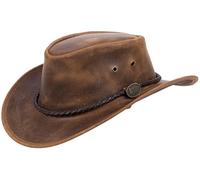 Outback Legend Lederhut - Klassischer Cowboyhut Australian Style für Damen und Herren, robust und wasserabweisend, ideal für Outdoor, Camping & Abenteuer (DE/NL/SE/PL, Alphanumerisch, L, Braun)
