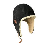 Outbacker Flieger Winter-Mütze- Warme Pilotenmütze mit Teddy-Fell gefüttert Farbe schwarz, Größe S