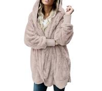 outdoor-bekleidung für damen,Damen Fleecejacke mit Kapuze Oversize Teddy Flauschige Pullover Hoodie Jacke Lang Fleece Sweatshirt Große Größen Winter Warm Plüsch Teddyjacke Kuschel Strickjacke