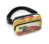 Outdoor-Brusttasche für Herren, Schildkröte in der Sonne, bedruckt, mit großer Außentasche und seitlichen Netztaschen, geeignet für Männer und Frauen, Reisen, Wandern, lässiger Rucksack, Schildkröte