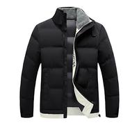 Outdoor Daunenjacken Für Herren,Herren Winter Warme Jacke Casual Dicker Kurzer Schwarzer Buchstabe Fleece Stehkragen Wasserdicht Outdoor Jacken Gesteppter Wattierter Parka Mantel Winddichte Oberbek