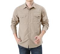 Outdoor Hemden Herren Safari Hemd Schnelltrocknend Atmungsaktiv Tactical Hemd Leicht Trekkinghemd Wanderhemd Herren Langarm Funktionshemd Outdoorhemd Atmungsaktiv Casual Button Down Shirts