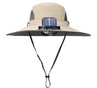 Outdoor-Solar-Fan-Hut mit starker Brise, Sonnenschutz, sportlich, kühlend, Kopfbedeckung für heißes Wetter, Outdoor-Aktivitäten, khaki, Einheitsgröße