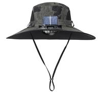 Outdoor-Solar-Fan-Hut mit starker Brise, Sonnenschutz, sportlich, kühlend, Kopfbedeckung für heißes Wetter, Outdoor-Aktivitäten, Militärgrüne Tinte, Einheitsgröße