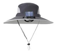 Outdoor-Solar-Fan-Hut mit starker Brise, Sonnenschutz, sportlich, kühlend, Kopfbedeckung für heißes Wetter, Outdoor-Aktivitäten, dunkelgrau, Einheitsgröße