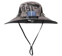 Outdoor-Solar-Fan-Hut mit starker Brise, Sonnenschutz, sportlich, kühlend, Kopfbedeckung für heißes Wetter, Outdoor-Aktivitäten, Khakifarbene Tinte, Einheitsgröße