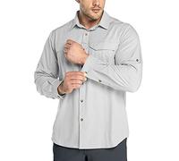 Outdoor Ventures Hemd Herren Freizeithemd Langarm Outdoor Shirt Atmungsaktive Schnell Trocknende Funktionshemd, Männer Frühling Sommer UV-Schutz Sportshirt Silber grau M