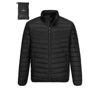 Outdoor Ventures Herren Steppjacke Leichte Warme Übergangsjacke Packbare Pufferjacke, Wasserbeständige Outdoorjacke für Outdoor Casual Schwarz S