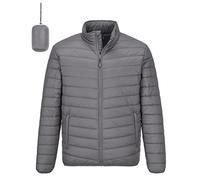 Outdoor Ventures Herren Steppjacke Leichte Warme Übergangsjacke Packbare Pufferjacke, Wasserbeständige Outdoorjacke für Outdoor Casual Grau XL