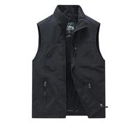 Outdoor Weste Herren Wandern, Sportweste Herren, Leichte Outdoor-lässige modische Stehkragenjacke ärmellos für den Alltag im Frühling Sommer und Herbst (Black 3XL)