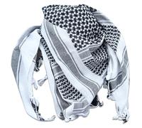 Outdoor World Shemagh-Schal, Armee, arabische PLO-Militärkräfte, SAS, Biker-Halswärmer, Keffiyeh, Kopf- und Halstuch, Wüsten-Turban, arabischer Wickel mit Quaste, 110 cm x 110 cm (Schwarz auf Weiß)