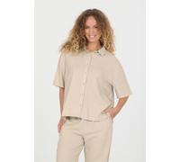 Outdoorbluse NOU "Natasha", Damen, Gr. 44, beige, 55% Leinen, 45% Viskose, bestickt, unifarben, normal, ohne Ausschnitt, Blusen, aus atmungsaktivem Material (99435233-44) beige