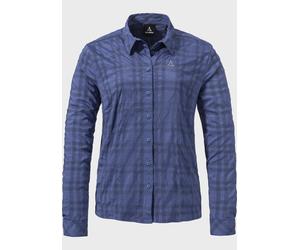 Outdoorbluse SCHÖFFEL "Hiking Blouse Style Dynkur WMS", Damen, Gr. 42, blau (8505, blau), Oberstoff: 81% Polyester 14% Nylon 5% Elasthan, Basic, V-Ausschnitt, Blusen (77820520-42) 8505, blau