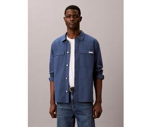 Outdoorhemd CALVIN KLEIN "Overshirt LS COTTON NYLON UTI", Herren, Gr. XL, N-Gr, schwarz denim, Web, Obermaterial: 78% Baumwolle, 20% Nylon, 2% Elasthan, unifarben, bequem normal, Rundhals, 1-Knopf-Man