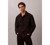 Outdoorhemd CALVIN KLEIN "Overshirt LS COTTON NYLON UTI", Herren, Gr. XL, N-Gr, schwarz, Web, Obermaterial: 78% Baumwolle, 20% Nylon, 2% Elasthan, unifarben, bequem normal, Rundhals, 1-Knopf-Manschett