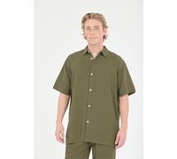 Outdoorhemd CRUZ "Micky", Herren, Gr. 5XL, US-Größen, grün (dunkelgrün), 55% Leinen, 45% Viskose, unifarben, ohne Ausschnitt, Hemden, im zeitlos-eleganten Look (93300008-5XL) dunkelgrün