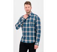 Outdoorhemd DEPROC ACTIVE "DENVER M MEN", Damen, Gr. 4XL (60), Normalgrößen, blau, orange, check, 50% Polyester; 40% Baumwolle; 10% Leinen, Hemden, auch in Großen Größen erhältlich (76558910-4XL) blau