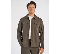 Outdoorhemd LINDBERGH "Hemdjacke Relaxed Fit", Herren, Gr. XL, Normalgrößen, grün (dk army), Obermaterial: 65% Polyester, 31% Viskose, 4% Elasthan, Hemden (81654765-XL) dk army