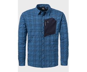 Outdoorhemd SCHÖFFEL "Hiking Shirt Style Dynkur MNS", Herren, Gr. 46, Normalgrößen, blau (8405, blau), Oberstoff: 100% Polyester Oberstoff: 81% Polyester 14% Nylon 5% Elasthan, V-Ausschnitt, Hemden (2