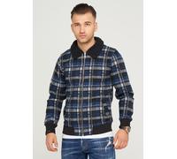 Outdoorjacke 2Y PREMIUM "LIJAN", Herren, Gr. M, blau, 50% Baumwolle, 45% Polyester, 5% Elasthan, kariert, kurz, Jacken Outdoorjacke, mit Teddyfell-Kragen (64430907-M) blau