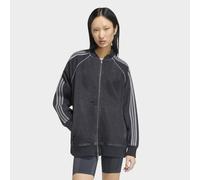 Outdoorjacke ADIDAS ORIGINALS "SST OVERSIZE DENIM ORIGINALS", Damen, Gr. XXL, schwarz (true schwarz denim), Obermaterial: 100% Baumwolle, Jacken Outdoorjacke, für Erwachsene, mit Reißverschluss, aus B