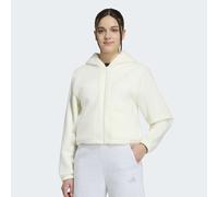 Outdoorjacke ADIDAS SPORTSWEAR "FUTURE ICONS, DURCHGEHENDER REISSVERSCHLUSS", Mädchen, Gr. 128, weiß (sanftes weiß, cream weiß), Obermaterial: 100% Polyester. Ärmel: 53% Baumwolle, 36% Polyester, 11%