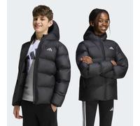 Outdoorjacke ADIDAS SPORTSWEAR "KUNSTDAUNEN", Jungen, Gr. 140, schwarz (schwarz, reflective silber), Obermaterial: 100% Polyester, Jacken Outdoorjacke (14990760-140) schwarz, reflective silber