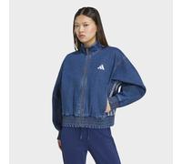 Outdoorjacke ADIDAS SPORTSWEAR "STADIUM, LOCKERE PASSFORM, VERWASCHENE OPTIK", Damen, Gr. L, blau (preloved ink), Obermaterial: 100% Baumwolle, Jacken Outdoorjacke, für Erwachsene, mit Baumwolle als O