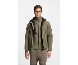 Outdoorjacke BOSS GREEN, Herren, Gr. L, grün (schwarz beige257), Web, Obermaterial: 100% Polyamid, unifarben, regular fit normal, hoch geschlossener Ausschnitt, elastischer Bund, Jacken Outdoorjacke,