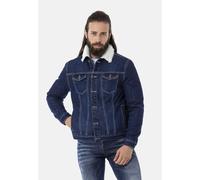 Outdoorjacke CIPO & BAXX "Jacke", Herren, Gr. L, blau, Stoff, 100% Baumwolle, unifarben, regular fit normal, Manschette, Jacken Outdoorjacke, mit Kunstpelz-Kragen (34172126-L) blau