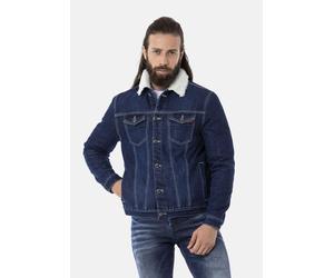 Outdoorjacke CIPO & BAXX "Jacke", Herren, Gr. L, blau, Stoff, 100% Baumwolle, unifarben, regular fit normal, Manschette, Jacken Outdoorjacke, mit Kunstpelz-Kragen (34172126-L) blau
