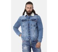 Outdoorjacke CIPO & BAXX "Jacke", Herren, Gr. XL, blau (iceblau), Stoff, 100% Baumwolle, unifarben, regular fit normal, Manschette, Jacken Outdoorjacke, mit Kunstpelz-Kragen (60079103-XL) iceblau
