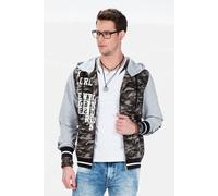 Outdoorjacke CIPO & BAXX "Jacke", Herren, Gr. XL, grün (khaki), Stoff, 97% Baumwolle, 3% Elasthan, tarnfarben, Basic, regular fit normal, Jacken Outdoorjacke, Statement-Applikation auf dem Rücken, CJ-