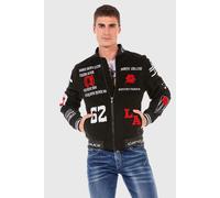 Outdoorjacke CIPO & BAXX "Jacke", Herren, Gr. XL, schwarz, Stoff, 74% Polyester, 23% Viskose, 3% Elasthan, unifarben, regular fit normal, Jacken Outdoorjacke, mit coolen Stickereien (64761054-XL) schw