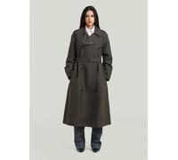 Outdoorjacke G-STAR "Langer Trenchcoat", Damen, Gr. XXS, grün (asfalt), Obermaterial: 70% Baumwolle, 30% Baumwolle, Jacken Outdoorjacke (33909837-XXS) asfalt