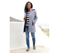 Outdoorjacke HEINE, Damen, Gr. 36, blau (marine, ecru, meliert), 50% Polyester, 30% Wolle, 20% Polyacryl, Besatz:100% Polyester, gemustert, Jacken Outdoorjacke (90161449-36) marine, ecru, meliert