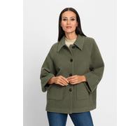 Outdoorjacke HEINE, Damen, Gr. 38, grün (khaki), 50% Polyester, 50% Wolle, meliert, unifarben, Jacken Outdoorjacke (28531804-38) khaki