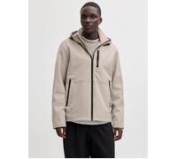Outdoorjacke JACK & JONES "JJEADAM DOVER JACKET SN", Herren, Gr. L, beige (string), Web, Obermaterial: 100% Polyester, unifarben, normal, Jacken Outdoorjacke, mit Kaputze (67787922-L) string