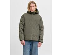 Outdoorjacke JACK & JONES "JJEBROOK REVERSIBLE JACKET SN", Herren, Gr. L, grün (olive night), Web, Obermaterial: 100% Polyester, unifarben, regular fit, hoch geschlossener Ausschnitt, Bündchen, Jacken