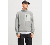 Outdoorjacke JACK & JONES "JJTHEO - Fleecejacke mit Stehkragen und Logoprint", Herren, Gr. S, grau (ultimate grau), Web, Obermaterial: 100% Polyester, unifarben, regular fit, Jacken Outdoorjacke, Prin