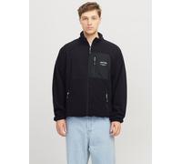 Outdoorjacke JACK & JONES "JJTHEO - Fleecejacke mit Stehkragen und Logoprint", Herren, Gr. S, schwarz, Web, Obermaterial: 100% Polyester, unifarben, regular fit, Jacken Outdoorjacke, Print, modisch, r