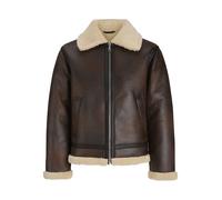 Outdoorjacke JACK & JONES "JORNORREBRO AVIATOR JACKET SN", Herren, Gr. XS, braun (chocolate braun), Web, Obermaterial: 100% Polyester, unifarben, normal, Jacken Outdoorjacke, Lederimitat, mit Teddy Be