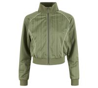 Outdoorjacke KARL KANI "Karl Kani OG Shadow Stripe Cropped Trackjacket", Damen, Gr. S, lightolive, sanftes weiß, 100% Polyester, gestreift, normal, amerikanischer Ausschnitt, Jacken Outdoorjacke (2895