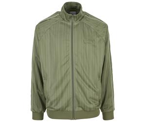 Outdoorjacke KARL KANI "Karl Kani Signature Shadow Stripe Trackjacket", Herren, Gr. L, grün (lightolive, sanftes weiß), 100% Polyester, unifarben, normal, amerikanischer Ausschnitt, Jacken Outdoorjack